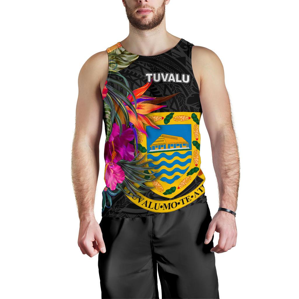 Tuvalu Men's Tank Top - Hibiscus Polynesian Pattern - Polynesian Pride