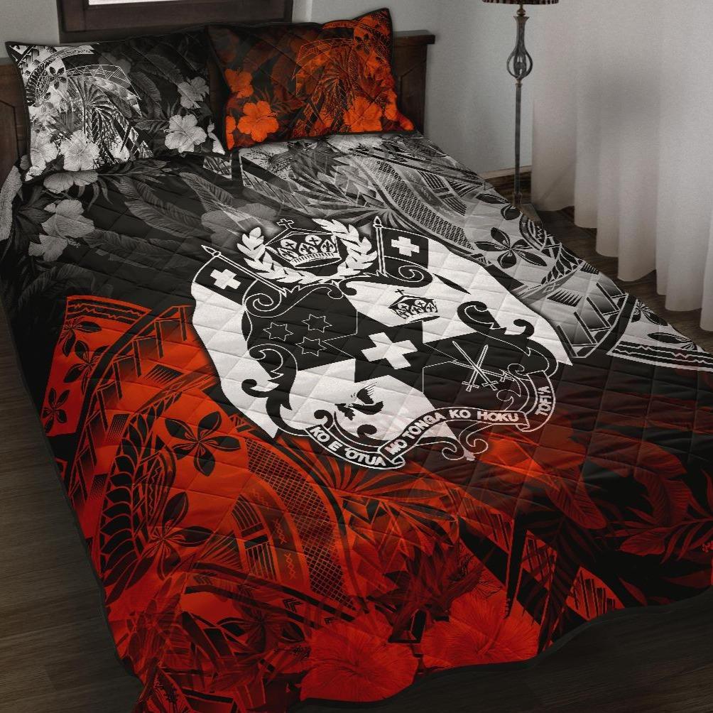 Tonga Polynesian Quilt Bed Set - Vintage Polynesian Style Black - Polynesian Pride