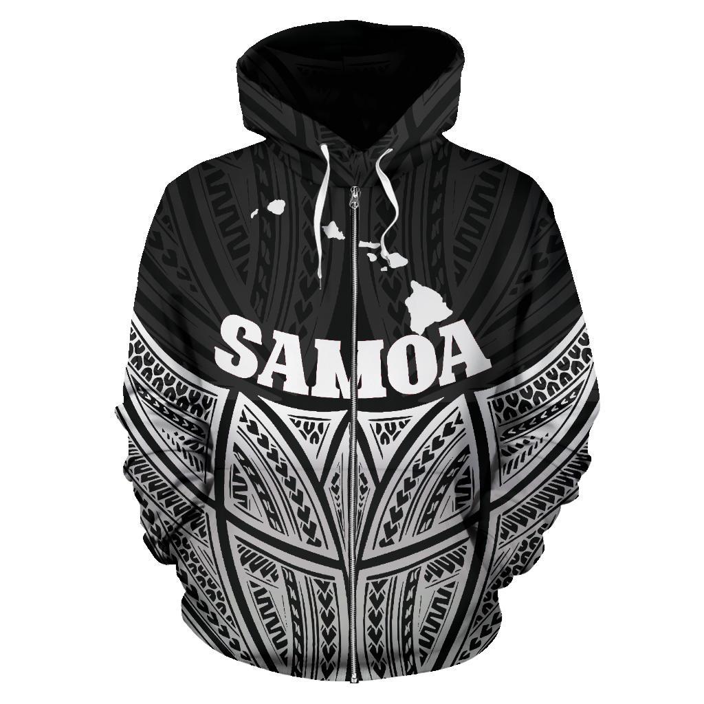 Hawaii Polynesian Zip up Hoodie Black Pride Map and Seal - Polynesian Pride