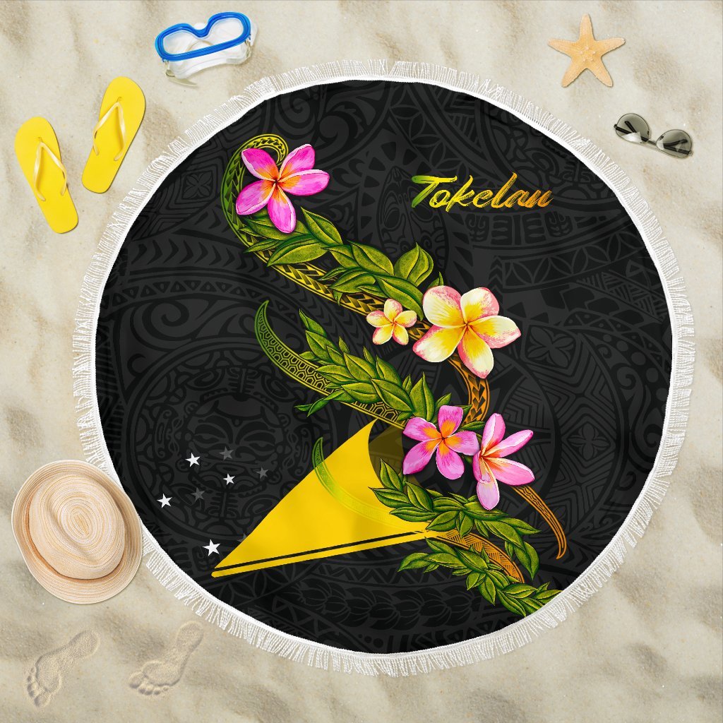 Tokelau Beach Blanket - Plumeria Tribal ONE STYLE ONE SIZE BLACK - Polynesian Pride