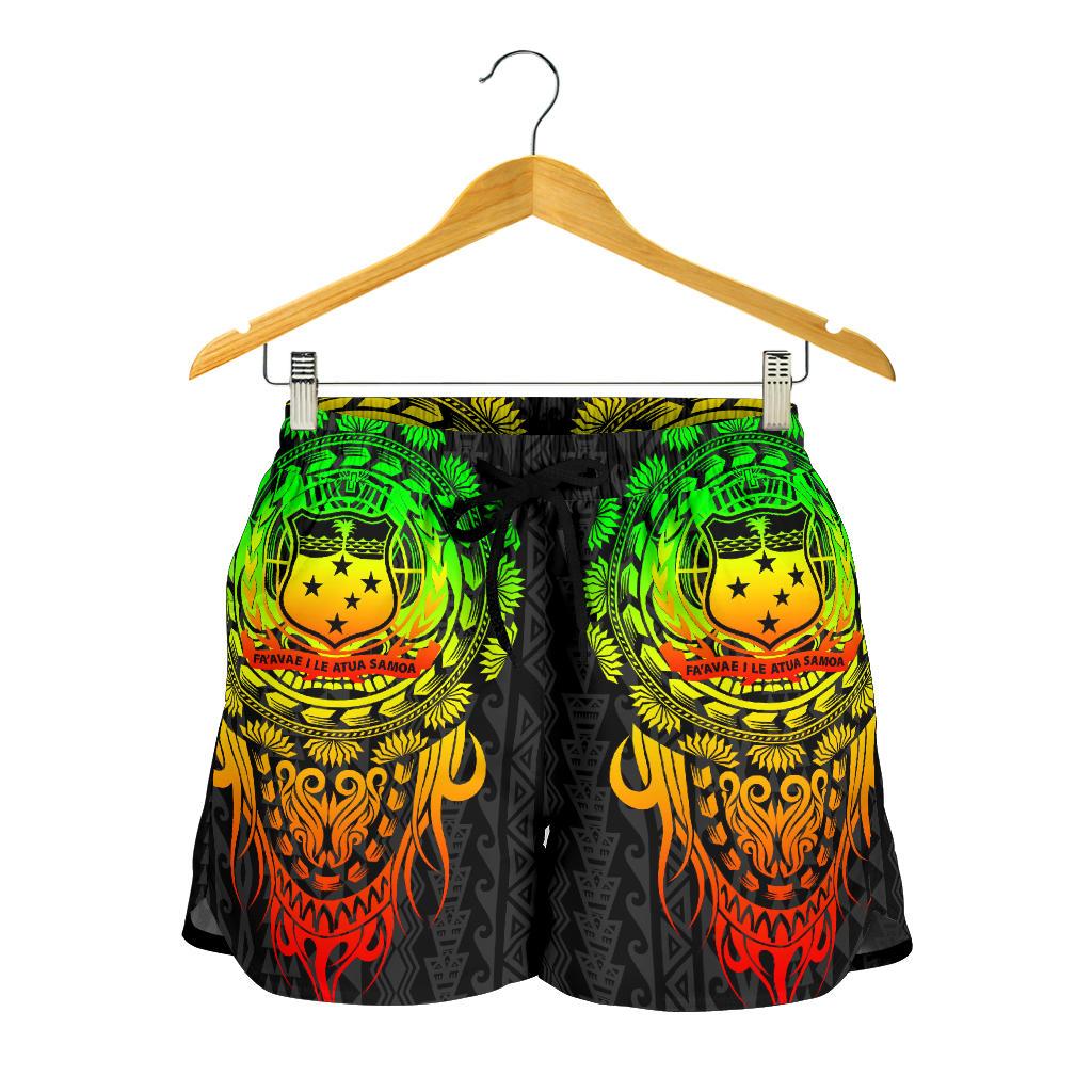 Samoa Polynesian All Over Print Women's Shorts - Tattoo Pattern With Seal - Polynesian Pride