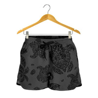 Polynesian Turtle Palm And Sea Pebbles Gray Women's Short - Polynesian Pride