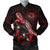 Hawaii Polynesian Men's Bomber Jacket - Turtle With Blooming Hibiscus Red Red - Polynesian Pride