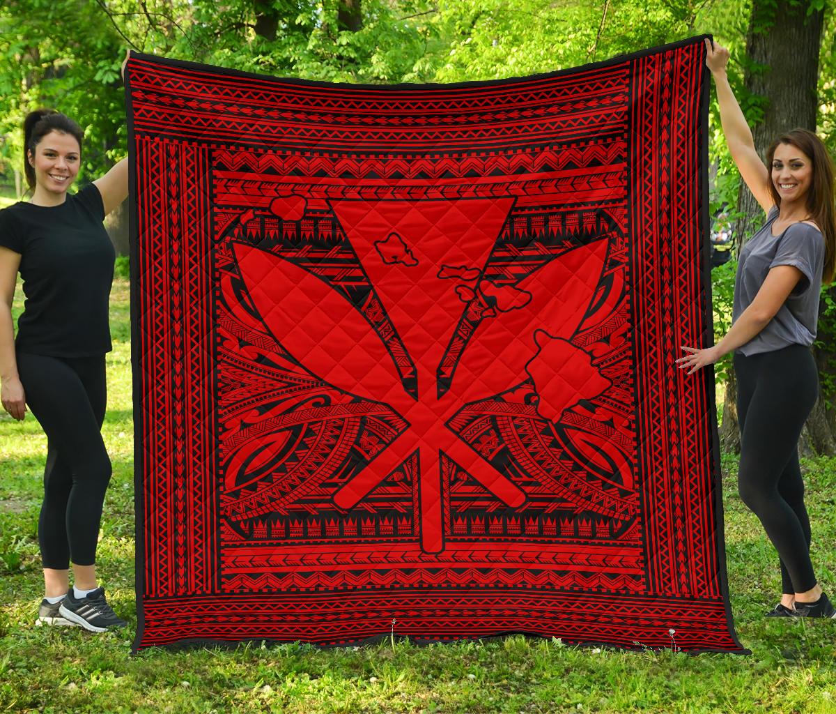 Hawaii Polynesian Kanaka Maoli Premium Quilt Red Red - Polynesian Pride