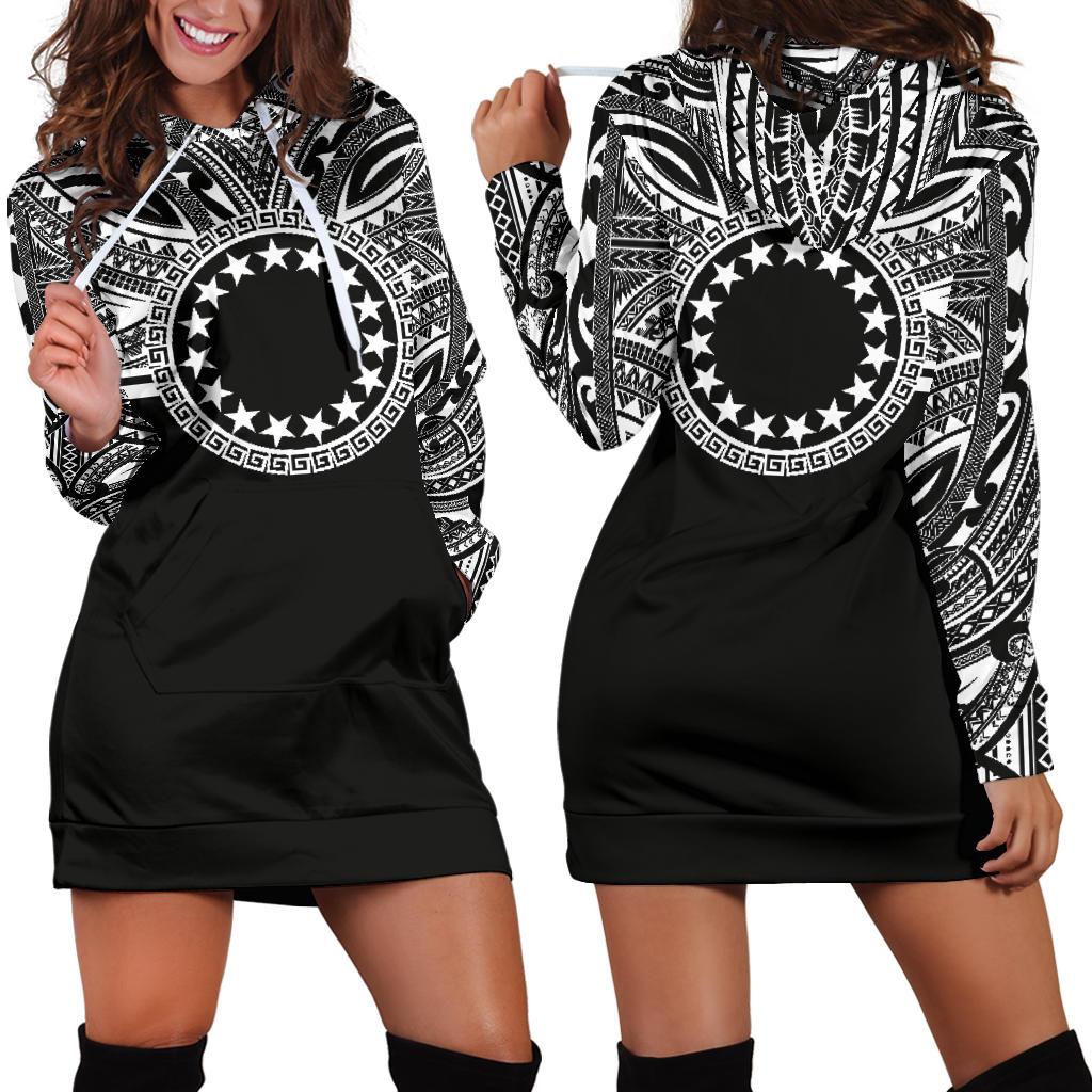 Cook Islands Women Hoodie Dress - Cook Islands Coat Of Arms Polynesian Black Color Black - Polynesian Pride