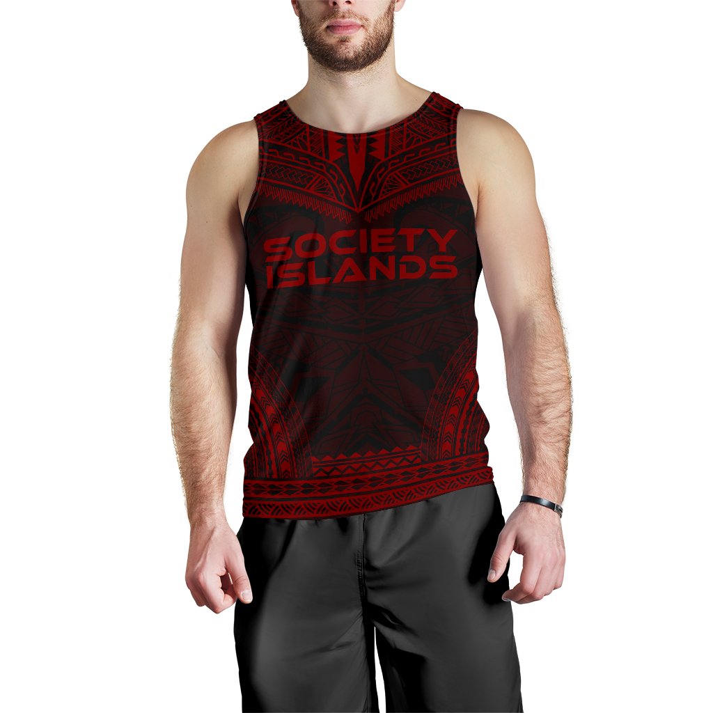 Society Islands Men's Tank Top - Polynesian Chief Red Version Red - Polynesian Pride