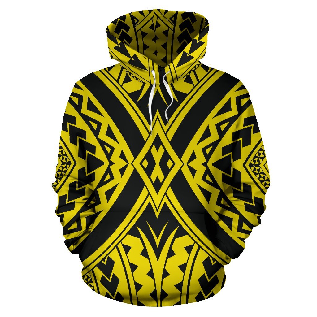 Hawaii Hoodie Polynesian Tradition Yellow Pullover Unisex Art - Polynesian Pride