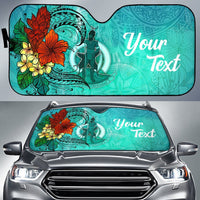 Vanuatu Auto Sun Shade - Tropical Flowers Style Auto Sun Shade - Vanuatu Universal Fit Green - Polynesian Pride