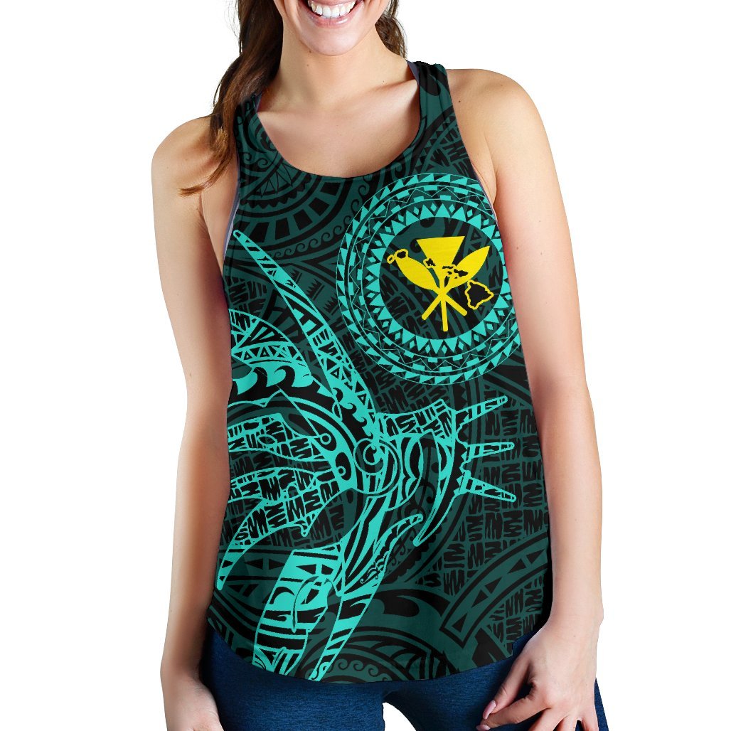 Hawaii Women's Racerback Tank Polynesian Kanaka Map Hawaiian Racerback - Turquoise - TT Style - Polynesian Pride