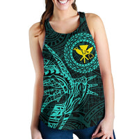 Hawaii Women's Racerback Tank Polynesian Kanaka Map Hawaiian Racerback - Turquoise - TT Style - Polynesian Pride