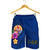 Tahiti Polynesian Men's Shorts - Floral With Seal Blue - Polynesian Pride