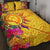 Polynesian Quilt Bed Sets - Vanuatu Symbols With Hibiscus Yellow - Polynesian Pride