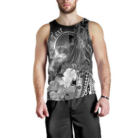 Custom Personalised Yap Men's Tank Top - Humpback Whale with Tropical Flowers (White) - Polynesian Pride