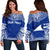 Tokelau Polynesian Chief Custom Personalised Women's Off Shoulder Sweater - Flag Version Blue - Polynesian Pride