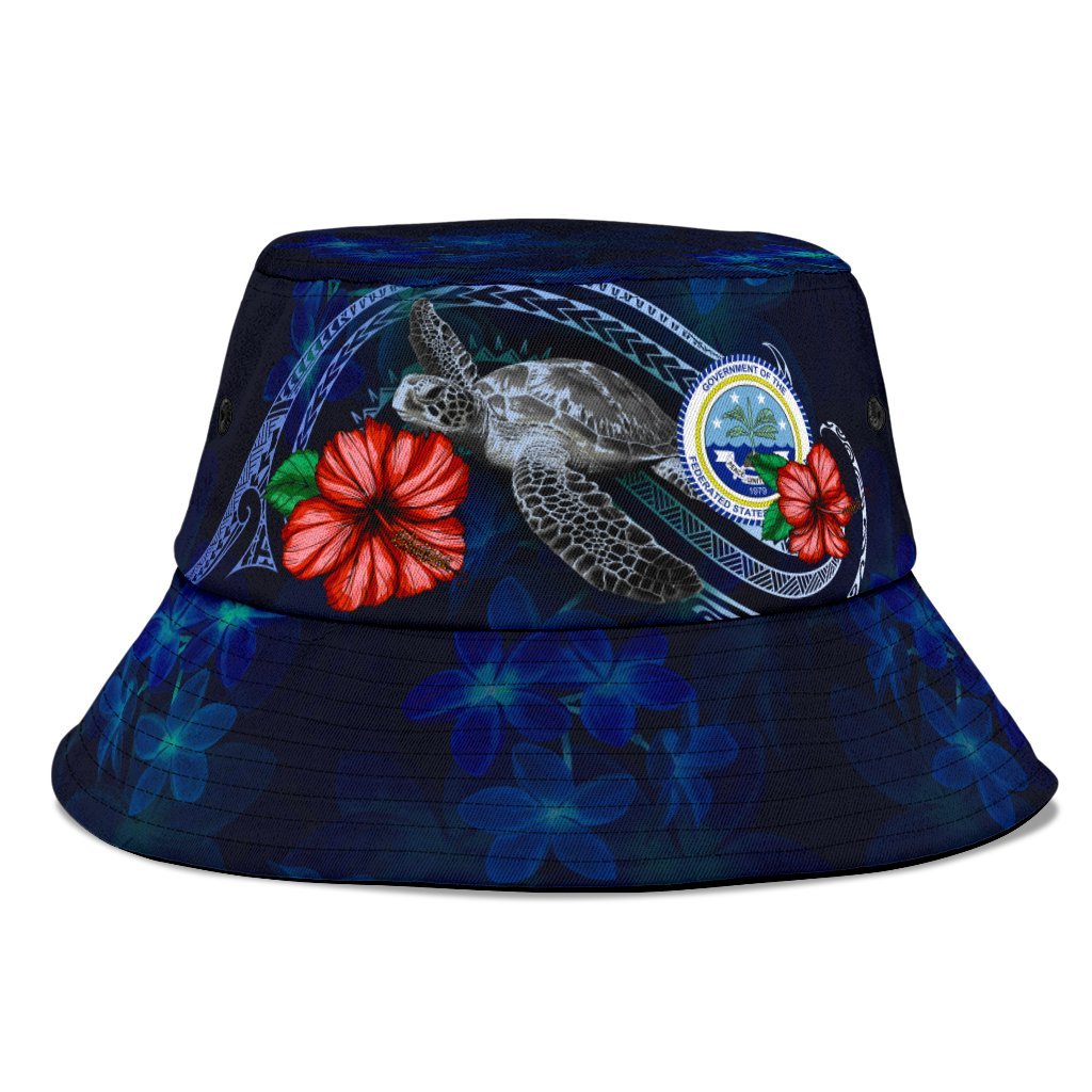Federated States Of Micronesia Polynesian Bucket Hat - Blue Turtle Hibiscus - Polynesian Pride