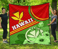 Hawaii Polynesian Premium Quilt - Hawaii Kanaka Maoli Green - Polynesian Pride
