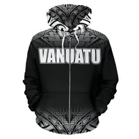 Vanuatu All Over Zip up Hoodie Fog Black Style - Polynesian Pride