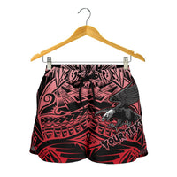Samoa Polynesian Custom Personalised Women's Shorts - Eagle Tribal Pattern Red - Polynesian Pride