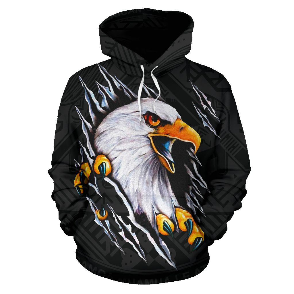 American Samoa All Over Hoodie Eagle Black - Polynesian Pride