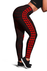 Hawaii Turtle Shark Polynesian Leggings - Red Red - Polynesian Pride