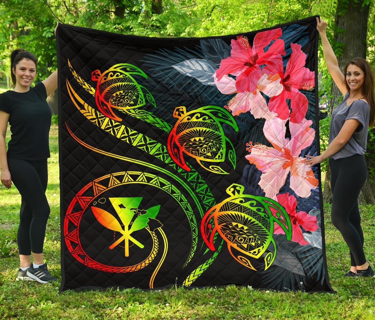 Hawaii Turtle Polynesian Tropical Premium Quilt - Cora Style Reggae Reggae - Polynesian Pride
