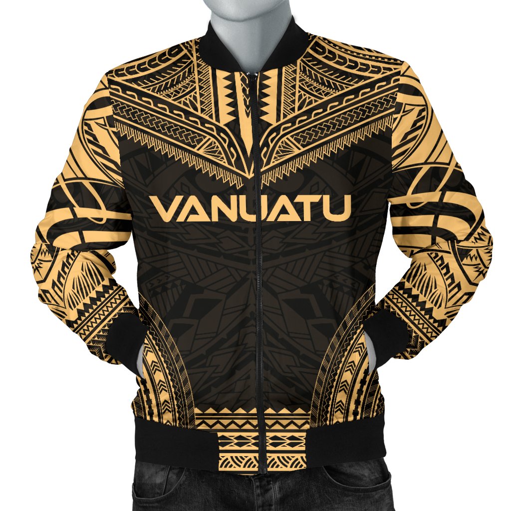 Vanuatu Polynesian Chief Men's Bomber Jacket - Gold Version Gold - Polynesian Pride