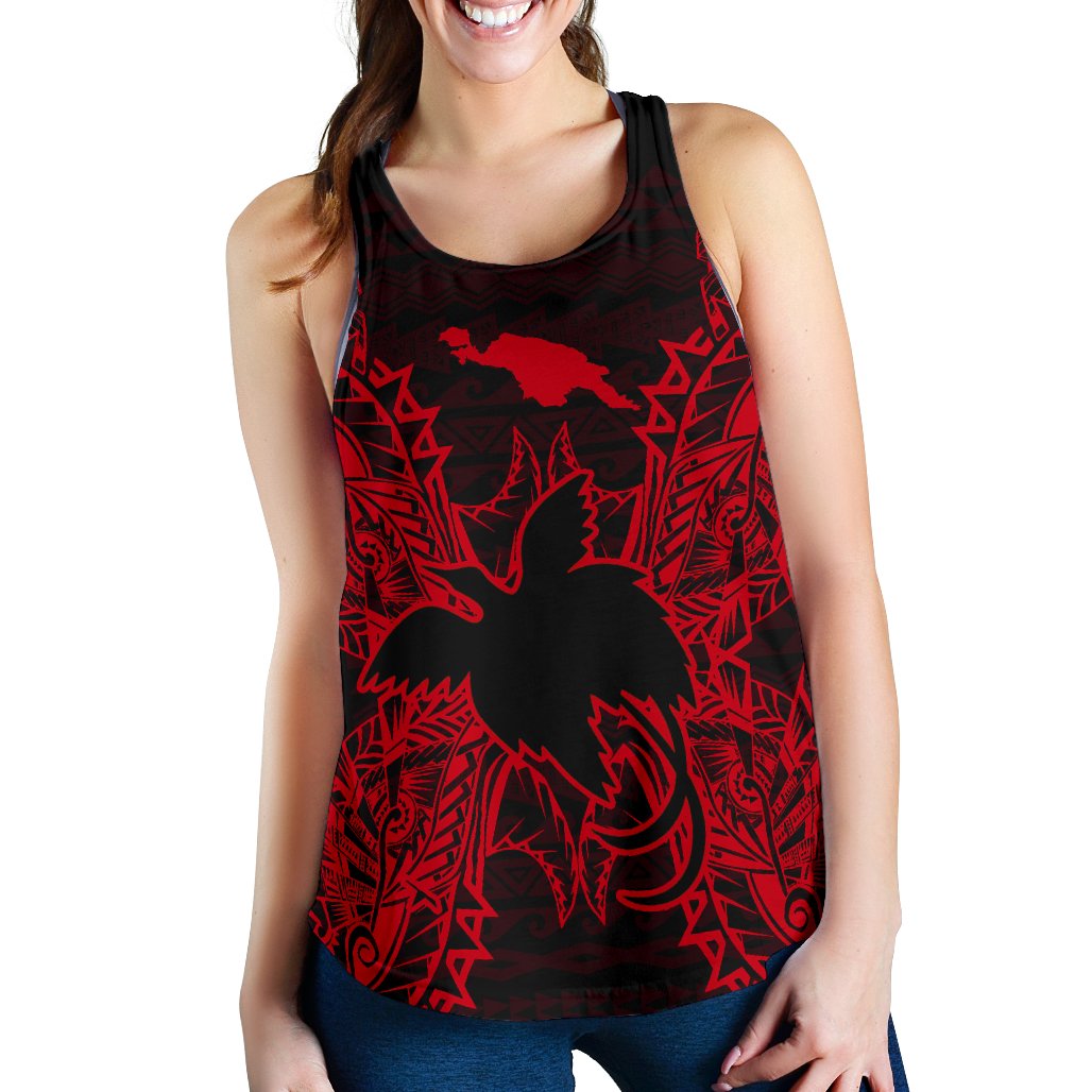 Papua New Guinea Polynesian Women Tank Top Map Red Red - Polynesian Pride