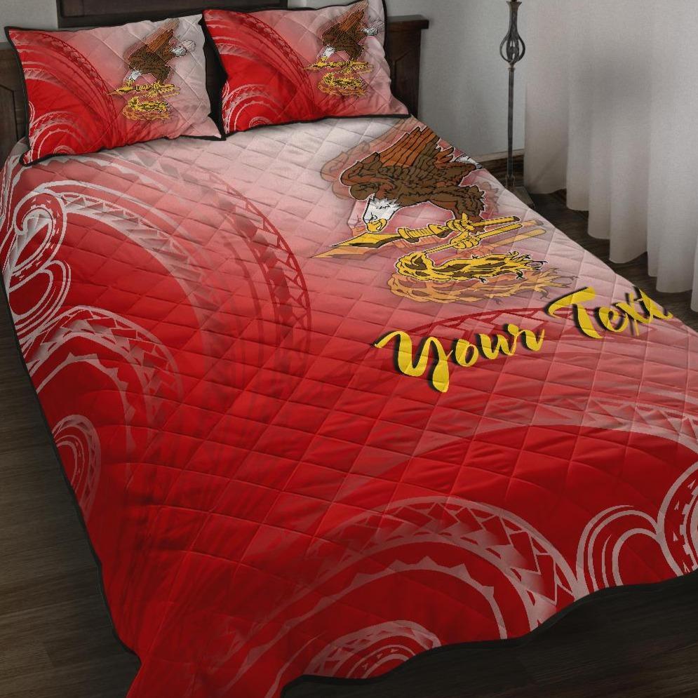 American Samoa Polynesian Custom Personalised Personalized Quilt Bed Set - Bald Eagle (Red) Red - Polynesian Pride