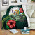 Niue Polynesian Premium Blanket - Green Turtle Hibiscus White - Polynesian Pride