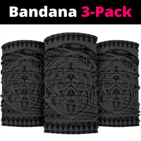 Hawaiian Polynesian Tatau Turtle Gray Bandana 3 - Pack - Polynesian Pride