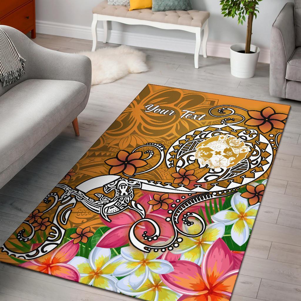 Tonga Custom Personalised Area Rug - Turtle Plumeria (Gold) Gold - Polynesian Pride