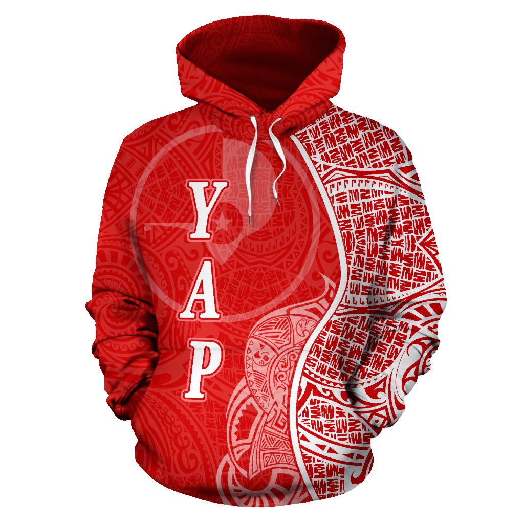 Yap Polynesian Hoodie Coconut Tree Red nd White - Polynesian Pride