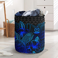 Vanuatu Laundry Basket - Polynesian Turtle Hibiscus Blue Laundry Basket One Size Blue - Polynesian Pride