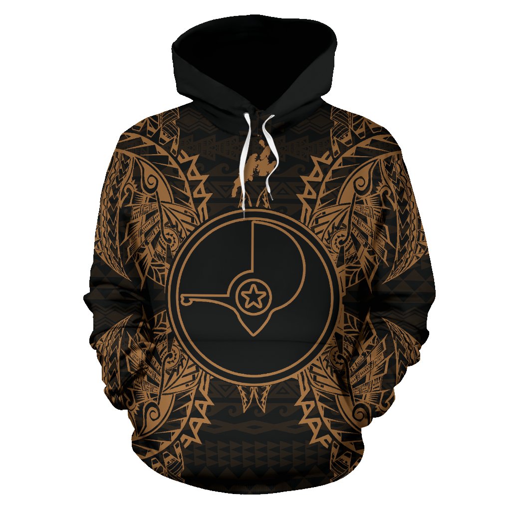 Yap Polynesian ll Over Hoodie Map Red Gold - Polynesian Pride
