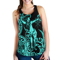 Polynesian Hawaii Women's Racerback Tank - Hula Girl Neon Blue - Polynesian Pride
