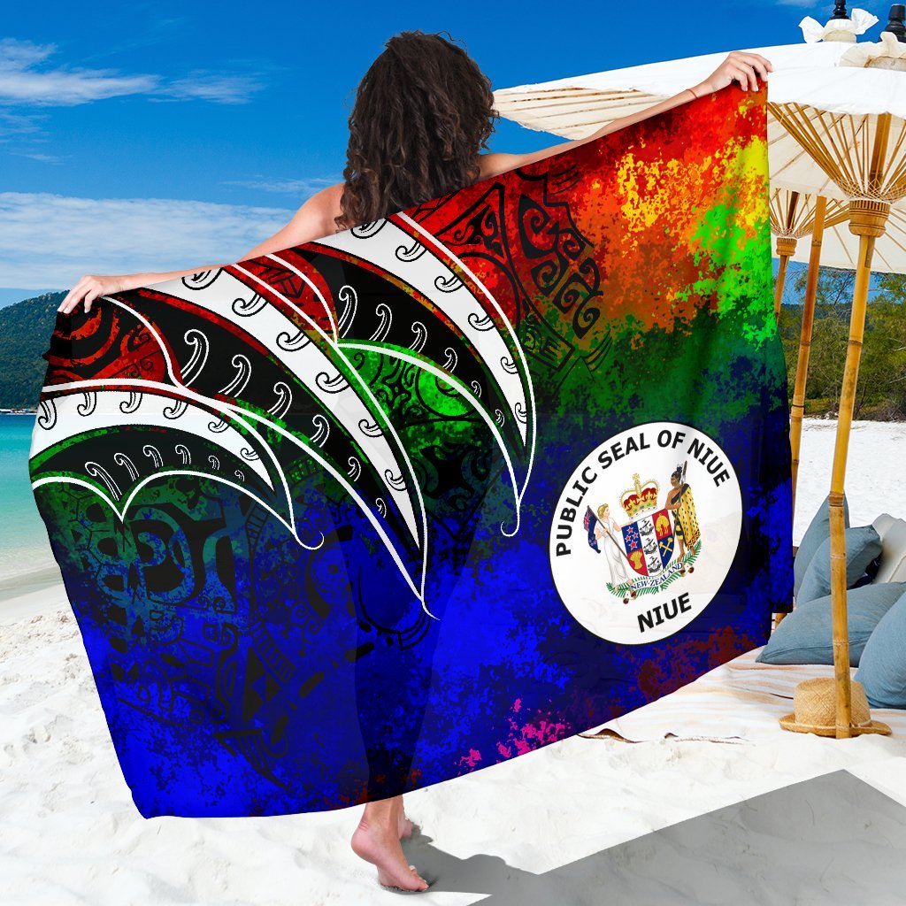 Niue Sarong - Tropical Leaf Rainbow Color Sarong One Size Rainbow Color - Polynesian Pride