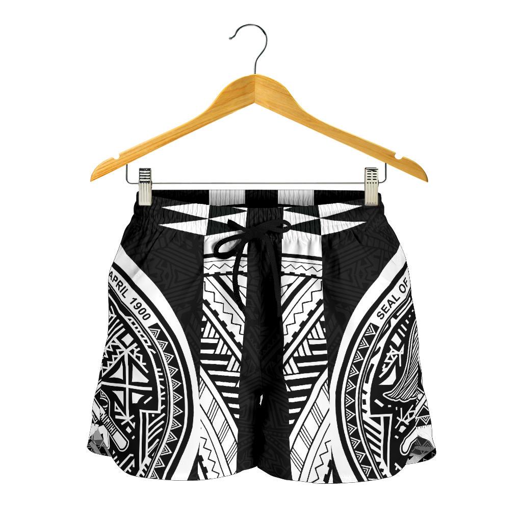 American Samoa Polynesian Women Shorts - Black Armor Tattoo - Polynesian Pride