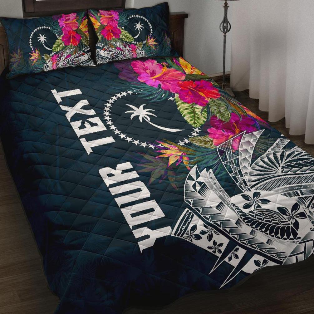 Chuuk Custom Personalised Quilt Bed Set - Summer Vibes Blue - Polynesian Pride