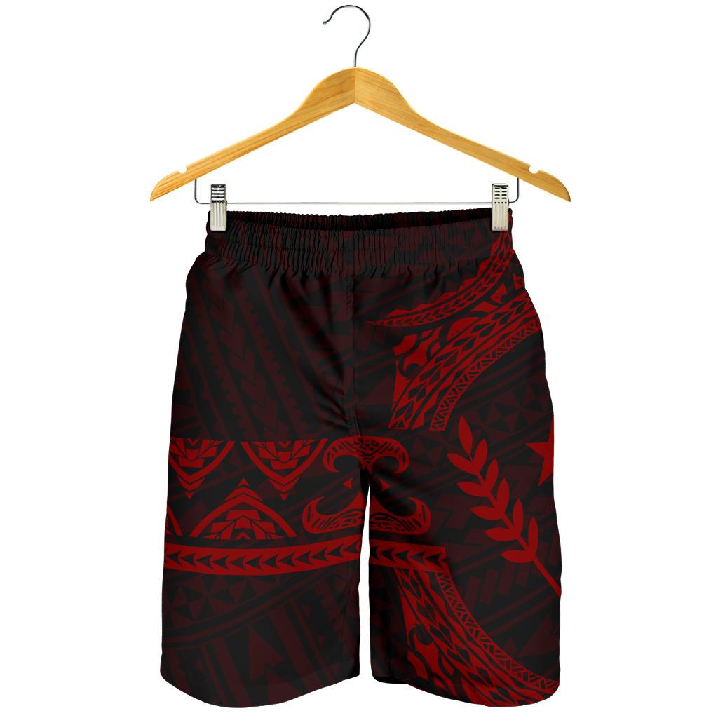 Kosrae Polynesian All Over Print Men's Short - Red Version Red - Black - Polynesian Pride