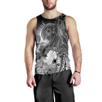 Chuuk Men's Tank Top - Humpback Whale with Tropical Flowers (White) - Polynesian Pride
