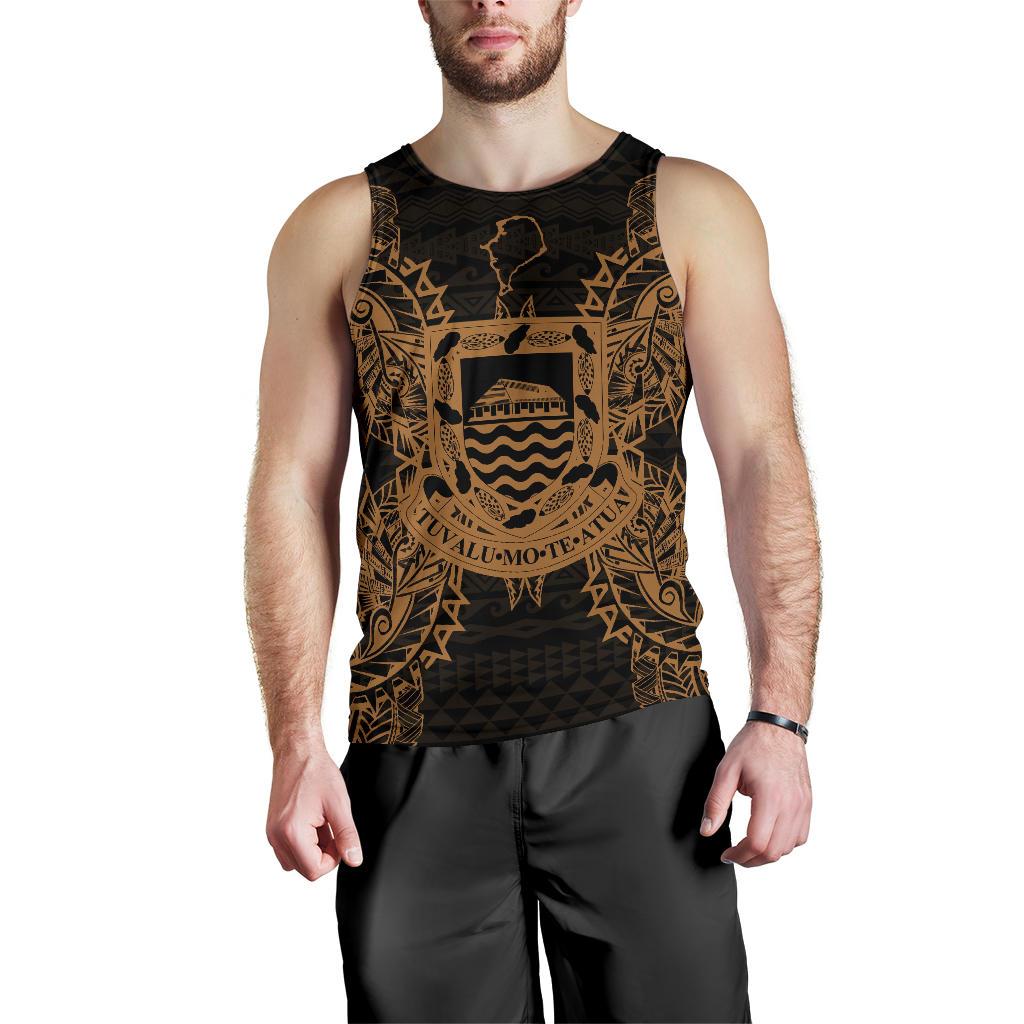 Tuvalu Polynesian Men Tank Top Map Gold Gold - Polynesian Pride