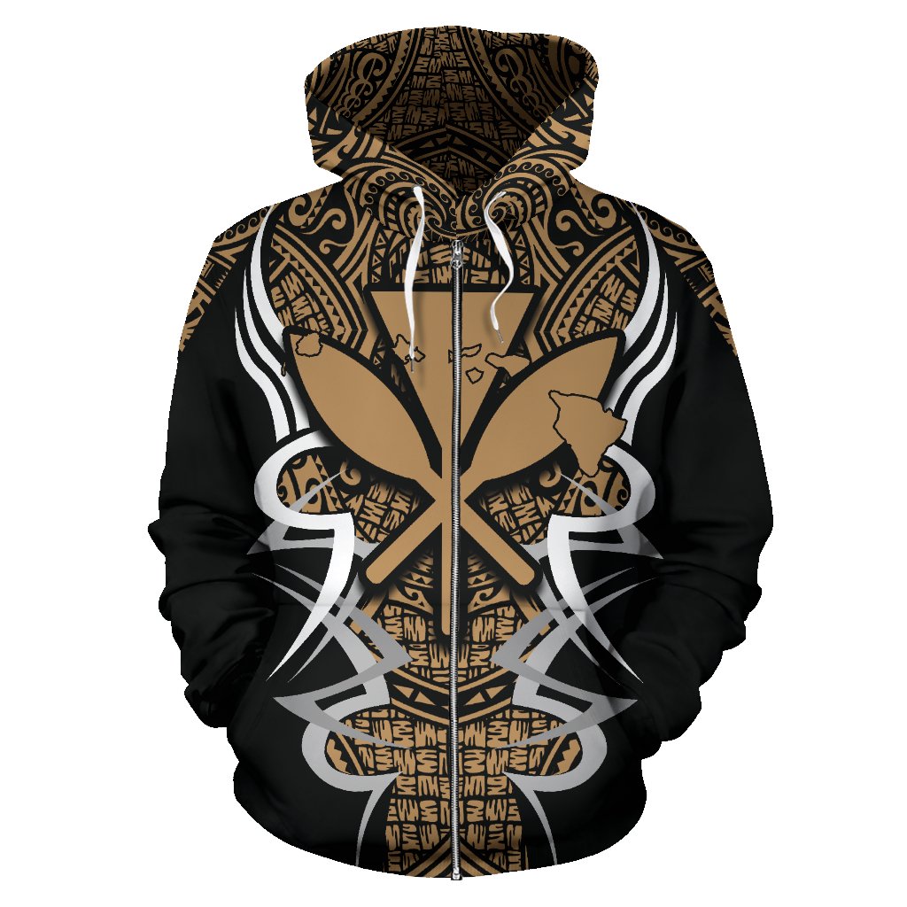 Kanaka Map Zip up Hoodie Gold Armor Style - Polynesian Pride