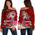 FSM Custom Personalised Women's Off Shoulder Sweater - Turtle Plumeria (Red) Red - Polynesian Pride