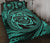 Hawaiian Kanaka Honu Hibiscus Tornando Turquoise Polynesian Quilt Bed Set - Polynesian Pride