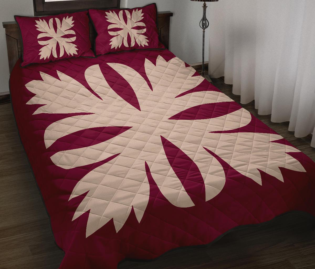 Hawaiian Royal Pattern Quilt Bed Set - Pink - C3 Style Art - Polynesian Pride