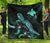 Papua New Guinea Polynesian Premium Quilt - Turtle With Blooming Hibiscus Turquoise - Polynesian Pride