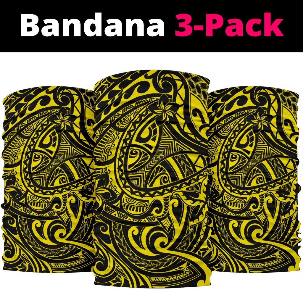 Polynesian Plumeria Tattoo Yellow Unisex Bandana One Size Yellow - Polynesian Pride