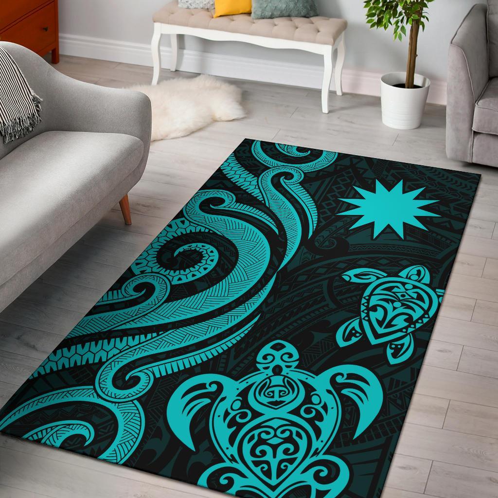 Nauru Area Rug - Turquoise Tentacle Turtle Turquoise - Polynesian Pride