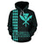 Polynesian Kakau Kanaka Map of Hawaii Hoodie Turquoise - Polynesian Pride