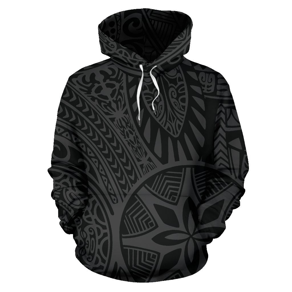 Hawaii Hoodie Polynesian Hawaiian Style Tribal Tattoo Gray Pullover Unisex Art - Polynesian Pride